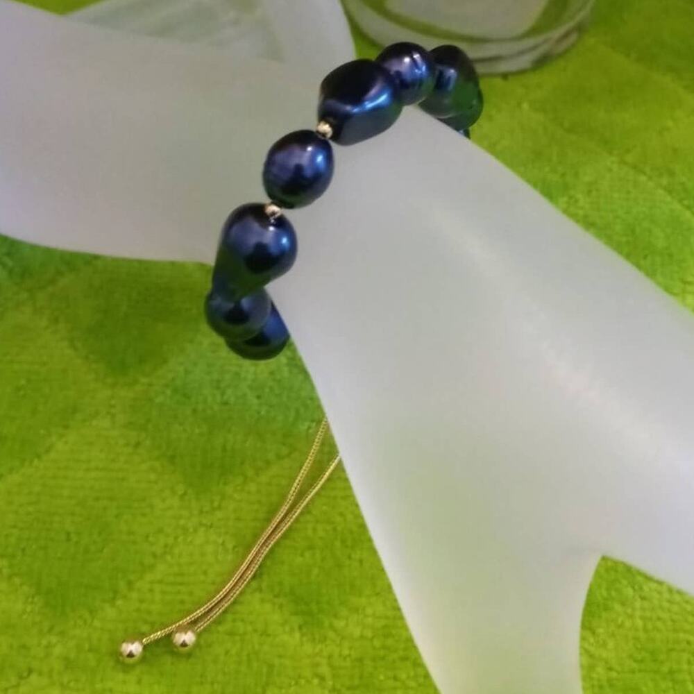 Bracelet  Blue Bead Slider Bracelet‎